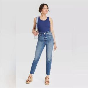 Universal Standard Light Wash Button Fly High Rise 90s Slim Denim Sz 17